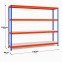 Weitspannregal Z1 Grundregal mit Stahlpaneelen, 3048x2146x469 mm (HxBxT), blau/orange/verzinkt, 4 Ebenen, Fachlast 442 kg, Feldlast 2.500 kg