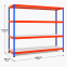 Weitspannregal Z1 Grundregal mit Stahlpaneelen, 3048x2450x926 mm (HxBxT), blau/orange/verzinkt, 4 Ebenen, Fachlast 340 kg, Feldlast 2.500 kg