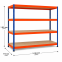 Weitspannregal Z1 Grundregal mit Spanplatten, 1981x2146x773 mm (HxBxT), blau/orange/verzinkt, 4 Ebenen, Fachlast 620 kg, Feldlast 3.200 kg