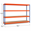 Weitspannregal Z1 Grundregal mit Spanplatten, 1981x2450x469 mm (HxBxT), blau/orange/verzinkt, 4 Ebenen, Fachlast 545 kg, Feldlast 3.200 kg
