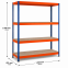 Weitspannregal Z1 Grundregal mit Spanplatten, 2438x1536x621 mm (HxBxT), blau/orange/verzinkt, 4 Ebenen, Fachlast 640 kg, Feldlast 2.800 kg