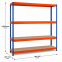 Weitspannregal Z1 Grundregal mit Spanplatten, 2438x1841x621 mm (HxBxT), blau/orange/verzinkt, 4 Ebenen, Fachlast 610 kg, Feldlast 2.800 kg