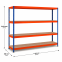 Weitspannregal Z1 Grundregal mit Spanplatten, 2438x2146x469 mm (HxBxT), blau/orange/verzinkt, 4 Ebenen, Fachlast 577 kg, Feldlast 2.800 kg