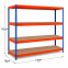 Weitspannregal Z1 Grundregal mit Spanplatten, 2438x2146x926 mm (HxBxT), blau/orange/verzinkt, 4 Ebenen, Fachlast 620 kg, Feldlast 2.800 kg