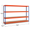 Weitspannregal Z1 Grundregal mit Spanplatten, 2438x2450x469 mm (HxBxT), blau/orange/verzinkt, 4 Ebenen, Fachlast 545 kg, Feldlast 2.800 kg