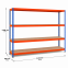 Weitspannregal Z1 Grundregal mit Spanplatten, 3048x2450x469 mm (HxBxT), blau/orange/verzinkt, 4 Ebenen, Fachlast 545 kg, Feldlast 2.500 kg