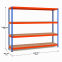 Weitspannregal Z1 Grundregal mit Spanplatten, 3048x2450x621 mm (HxBxT), blau/orange/verzinkt, 4 Ebenen, Fachlast 545 kg, Feldlast 2.500 kg