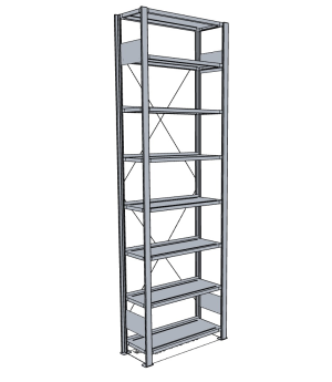 Büroregal Grundregal 2550×1000×300 mm, 84 Ordner – META