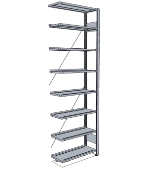 Büroregal Anbauregal 2550×1000×300 mm, 84 Ordner – META