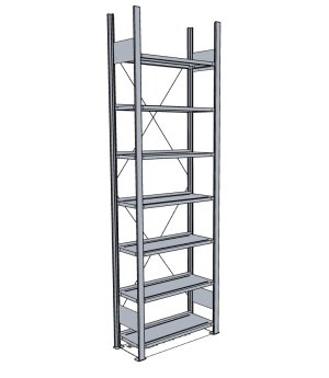 Büroregal Grundregal 2550×1000×300 mm, 84 Ordner – META