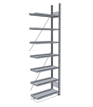 Büroregal Anbauregal 2550×1000×300 mm, 84 Ordner – META