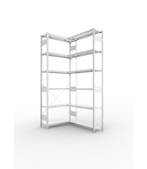 Eckregal 2500×1000×300 mm, 150 kg Fachlast – META