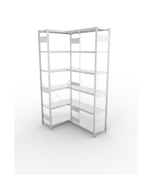 Eckregal 2500×1000×400 mm, 150 kg Fachlast – META