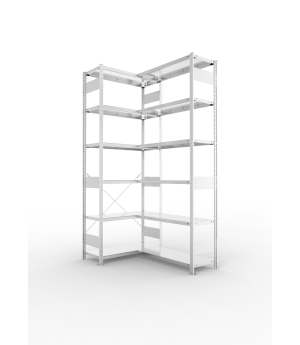 Eckregal 2500×1000×400 mm, 150 kg Fachlast – META