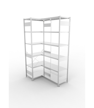 Eckregal 2500×1000×500 mm, 150 kg Fachlast – META