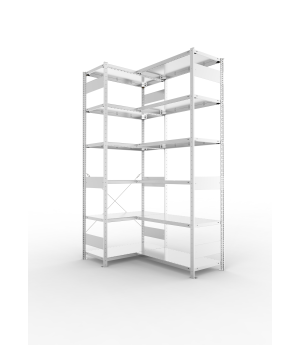 Eckregal 2500×1000×500 mm, 150 kg Fachlast – META