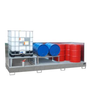 Auffangwanne 1000 l, 3870×1460×1320 mm, Stahl feuerverzinkt,