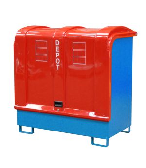 Gefahrstoffdepot 220 l Auffangvolumen, 1460×830×1460 mm, für
