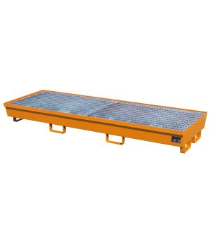 Auffangwanne 233 l, 2400×800×285 mm, Stahl lackiert, mit Git