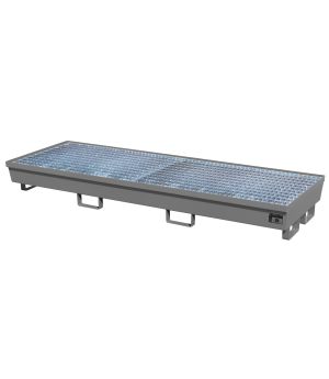 Auffangwanne 233 l, 2400×800×285 mm, Stahl lackiert, mit Git