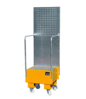 Auffangwanne 60 l, 590×570×1775 mm, Stahl lackiert, mit Gitt