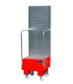Auffangwanne 60 l, 590×570×1775 mm, Stahl lackiert, mit Gitt