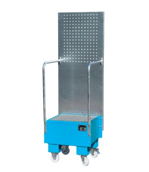 Auffangwanne 60 l, 590×570×1775 mm, Stahl lackiert, mit Gitt