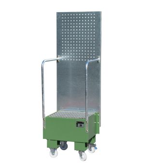 Auffangwanne 60 l, 590×570×1775 mm, Stahl lackiert, mit Gitt