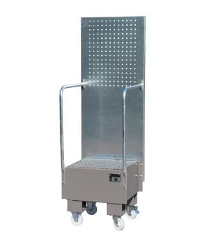 Auffangwanne 60 l, 590×570×1775 mm, Stahl lackiert, mit Gitt