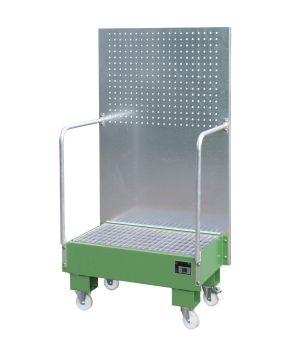 Auffangwanne 60 l, 890×570×1685 mm, Stahl lackiert, mit Gitt