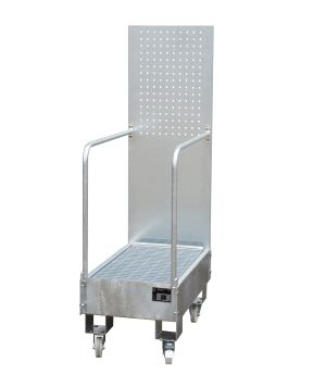 Auffangwanne 60 l, 500×875×1685 mm, Stahl feuerverzinkt, mit