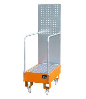 Auffangwanne 60 l, 500×875×1685 mm, Stahl lackiert, mit Gitt