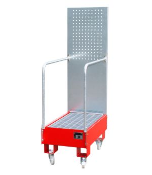 Auffangwanne 60 l, 500×875×1685 mm, Stahl lackiert, mit Gitt