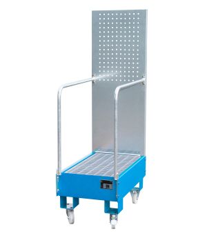 Auffangwanne 60 l, 500×875×1685 mm, Stahl lackiert, mit Gitt