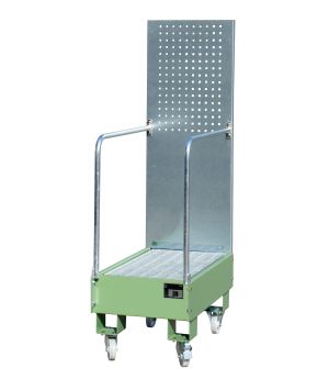 Auffangwanne 60 l, 500×875×1685 mm, Stahl lackiert, mit Gitt