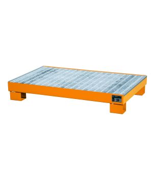 Auffangwanne 63 l, 1310×800×200 mm, Stahl lackiert, mit Gitt