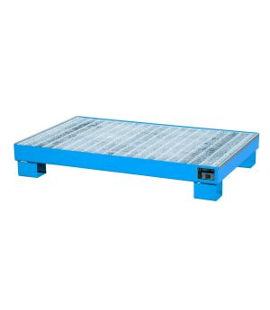 Auffangwanne 63 l, 1310×800×200 mm, Stahl lackiert, mit Gitt