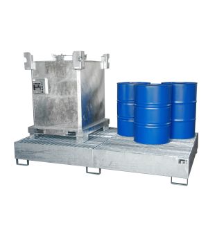 Auffangwanne 1000 l, 2690×1650×375 mm, Stahl feuerverzinkt, 