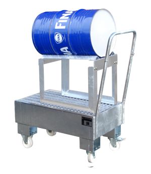 Auffangwanne 61 l, 500×940×1075 mm, Stahl feuerverzinkt, mit