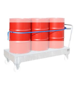 Fasshalterung mit Spanngurt für 3 x 200 Liter Fässer