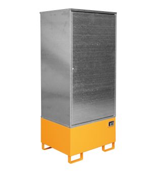 Gefahrstoffdepot 200 l Auffangvolumen, 840×690×1930 mm, für 