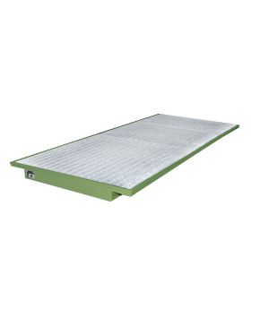 Regalwanne 227 l, 3250×1250×110 mm, Stahl lackiert, mit Gitt
