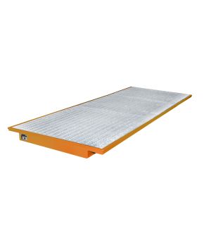 Regalwanne 264 l, 3550×1250×115 mm, Stahl lackiert, mit Gitt