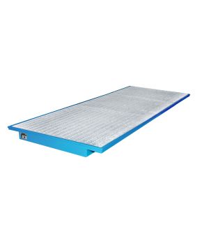 Regalwanne 264 l, 3550×1250×115 mm, Stahl lackiert, mit Gitt