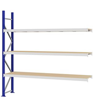 Weitspannregal Anbauregal FORTIS, 2.500×2.500×500 mm, Spanplatte
