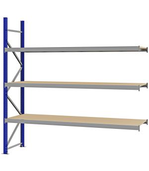 Weitspannregal Anbauregal FORTIS, 2.500×2.500×600 mm, Spanplatte