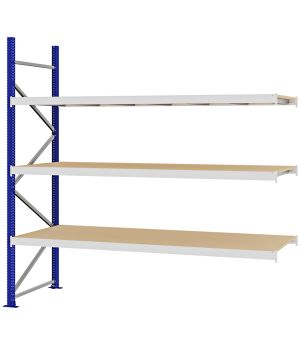 Weitspannregal Anbauregal FORTIS, 2.500×2.500×800 mm, Spanplatte