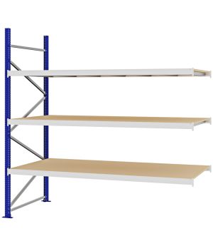 Weitspannregal Anbauregal FORTIS, 2.500×2.500×1.000 mm, Spanplatte