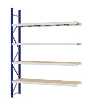 Weitspannregal Anbauregal FORTIS, 3.000×2.250×500 mm, Spanplatte