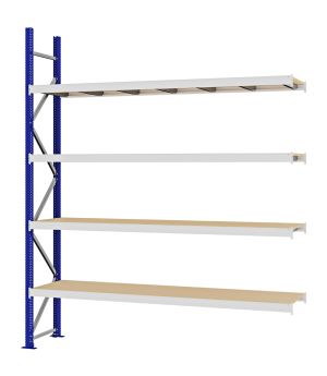 Weitspannregal Anbauregal FORTIS, 3.000×2.500×500 mm, Spanplatte